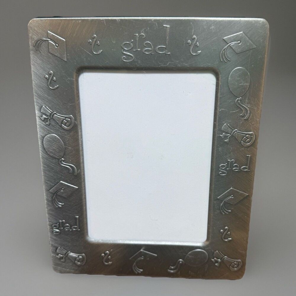 Jostens Silver Tone Grad Graduation Picture Frame Cap Scroll 5x7 Holds 3.5x5